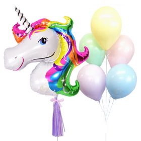 Rainbow Unicorn Latex Balloon Bunch