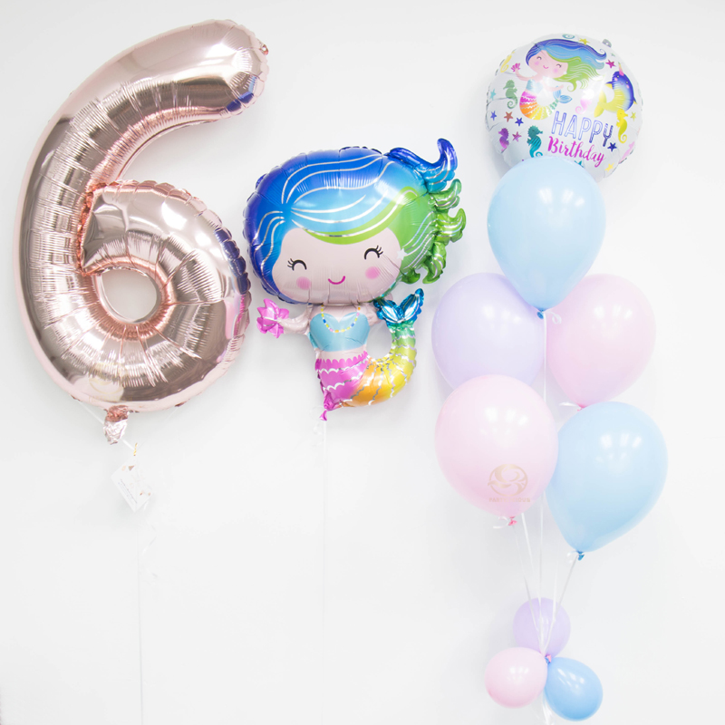 Classic Mermaid Number Balloon Bunch