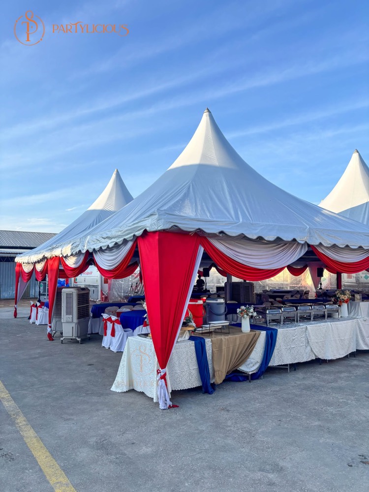 Partylicious canopy tent and catering setup for corporate events
