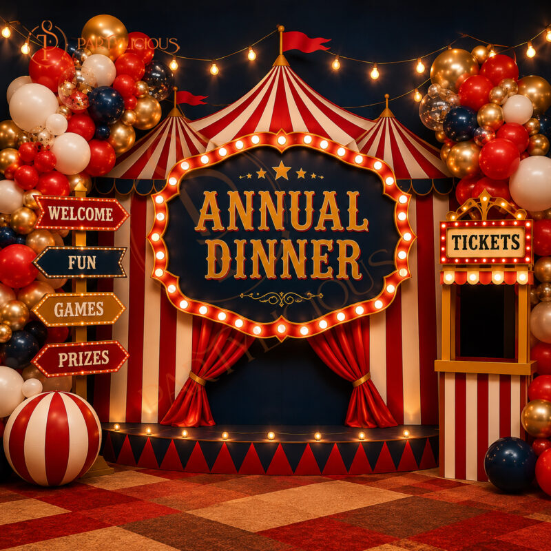 Circus Themed Balloon Backdrop Decoration