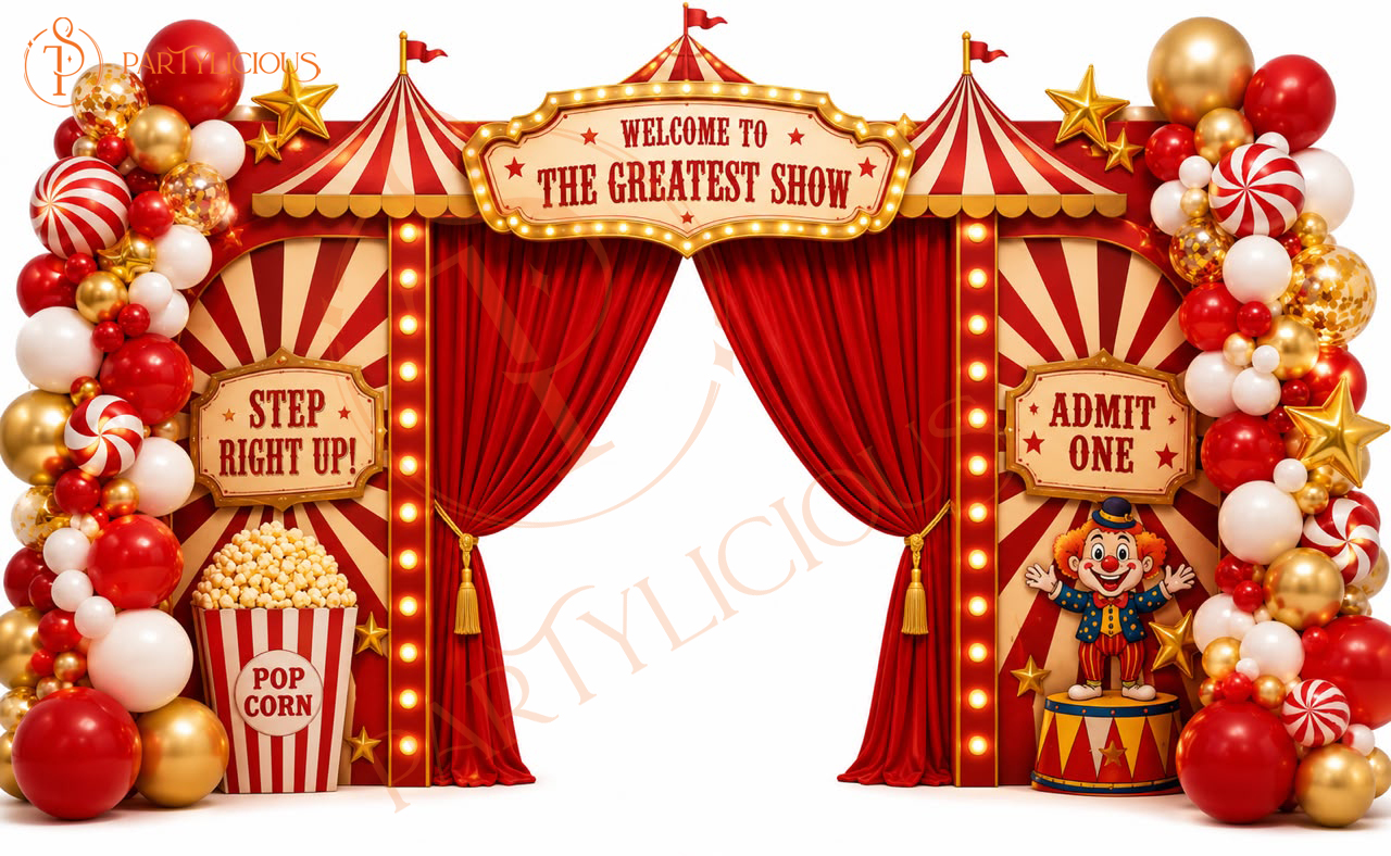 Circus Themed Balloon Backdrop Decoration