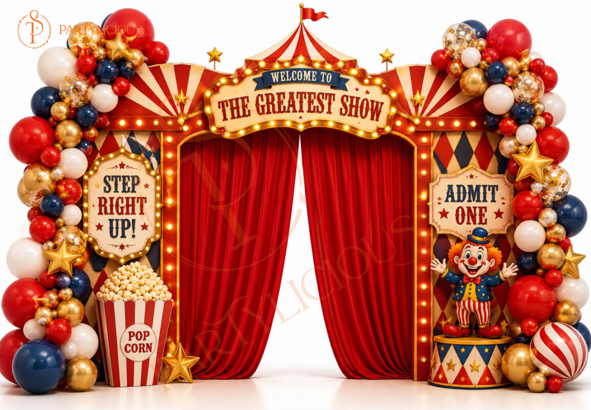 Circus Themed Balloon Backdrop Decoration