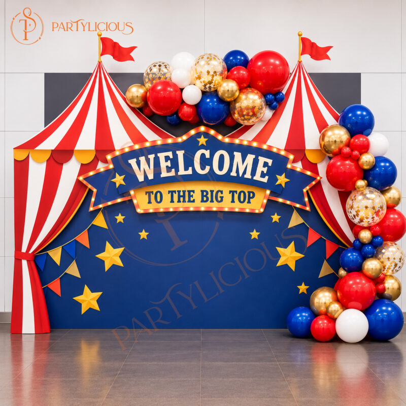 Circus Themed Balloon Backdrop Decoration